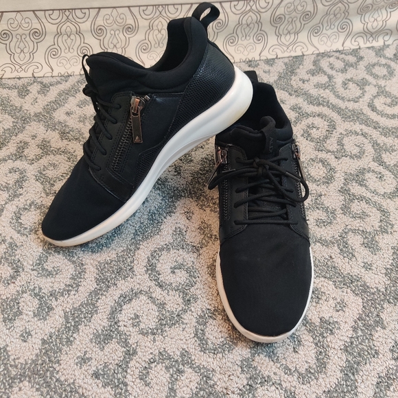 Aldo Other - ALDO Men's Black Zip Up Detail Lace Up Active Slip On Casual Fashion Shoes 10